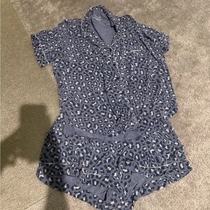 Victoria's Secret Blue Leopard Print Pajama Set